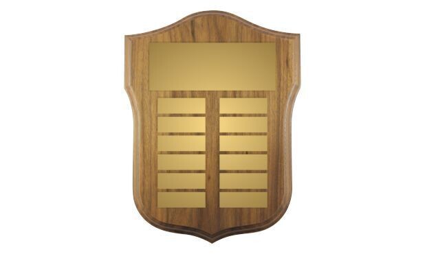 Solid Walnut Heraldic Shield Annual Plaque: 10 Solid Walnut Heraldic Shield Annual Plaque: 10" x 12"-102462