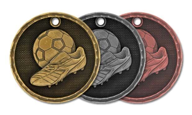 3D Soccer Medallion: Antique  Bronze 2"-105408