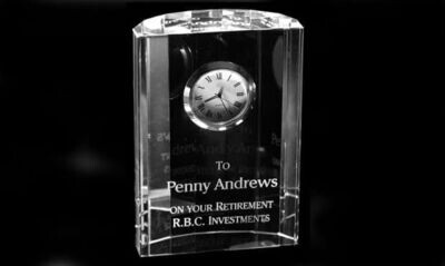 Crescent Optic Crystal Mantel Clock: 3-1/8 Crescent Optic Crystal Mantel Clock: 3-1/8" x 4-5/8"-101643