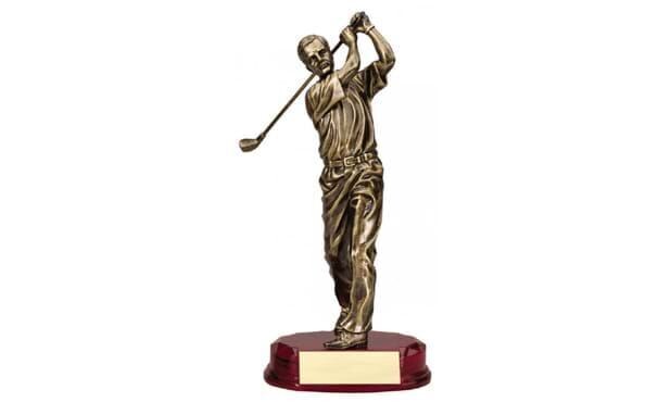 Goldtone Male Golf Sculpture: 12 Goldtone Male Golf Sculpture: 12"-102935