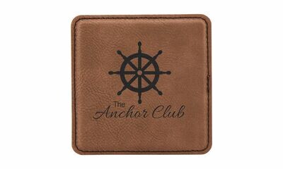 Square Dark Brown Leatherette Coaster: 4 Square Dark Brown Leatherette Coaster: 4" x 4"-108437