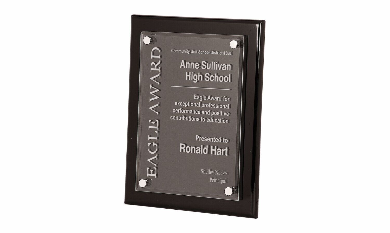 Black Piano Finish Plaque with Glass Front Award: 9 Black Piano Finish Plaque with Glass Front Award: 9" x 12"-108315