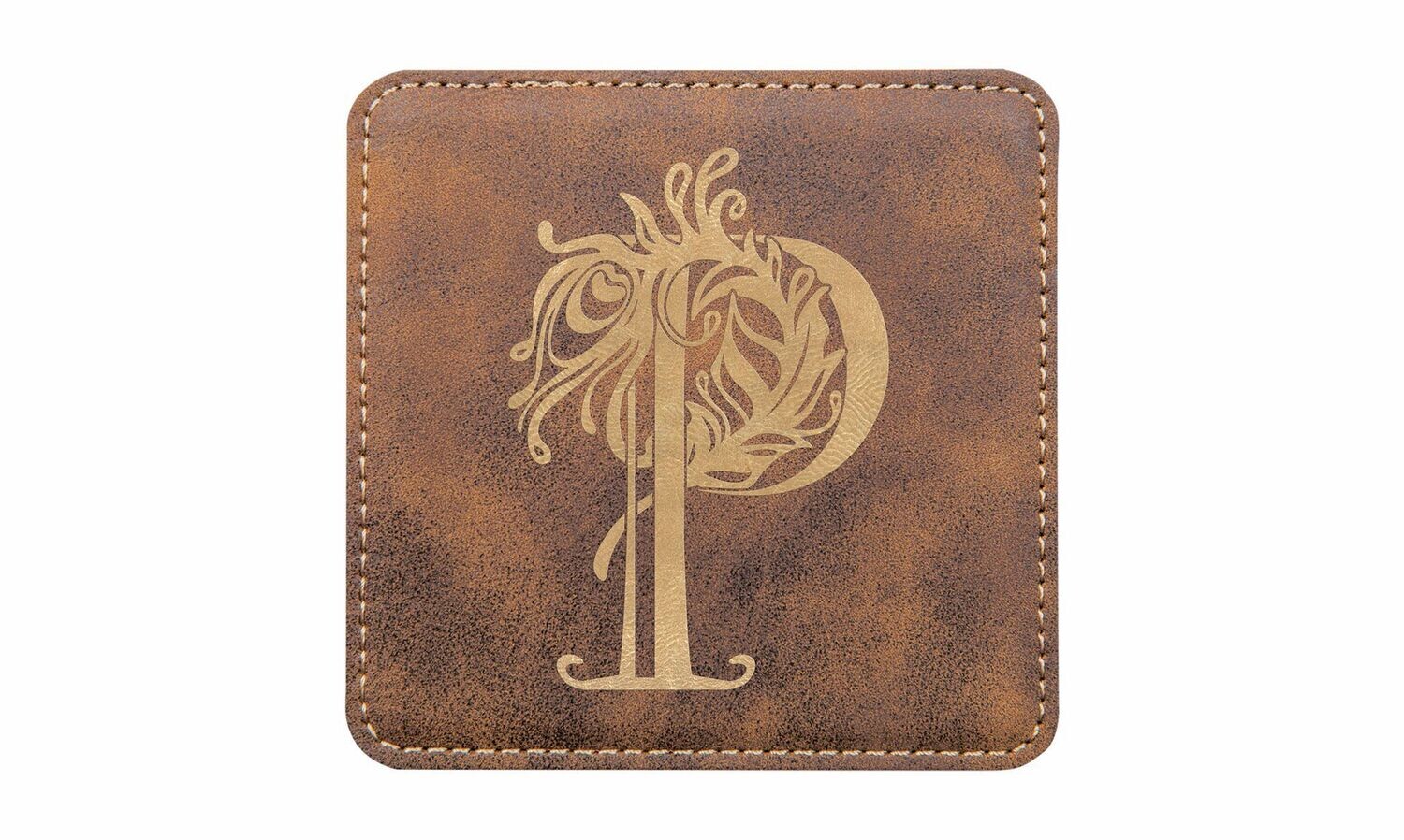 Square Rustic Leatherette Coaster: 4 Square Rustic Leatherette Coaster: 4" x 4"-108430