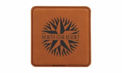 Square Rawhide Leatherette Coaster: 4 Square Rawhide Leatherette Coaster: 4" x 4"-108436