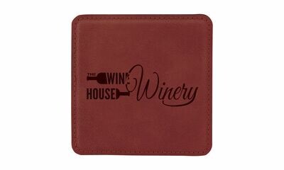 Square Rose Leatherette Coaster: 4 Square Rose Leatherette Coaster: 4" x 4"-108434