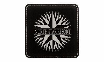 Square Black Leatherette Coaster: 4 Square Black Leatherette Coaster: 4" x 4"-108432
