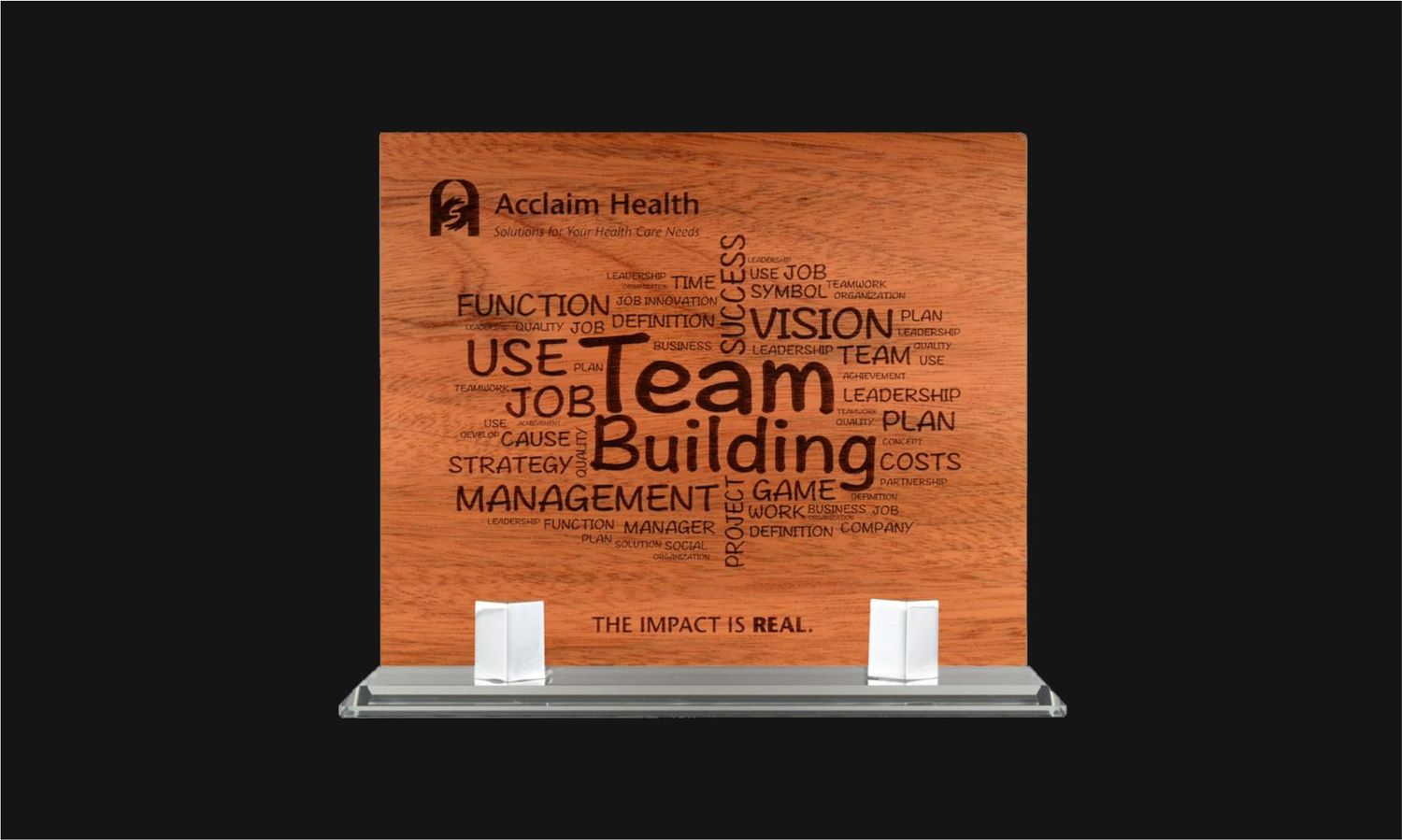 Ramsay Series Wood Award with Clear Glass Base: 7-1/2 Ramsay Series Wood Award with Clear Glass Base: 7-1/2" x 9-1/2" -108530