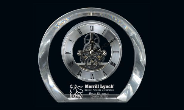 Tiffany Optic Crystal Clock: 6" x 5-1/2"-107030