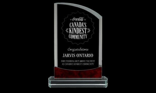 Aspen Series Clear Glass Award with Red Marble Accents: 9"-108693