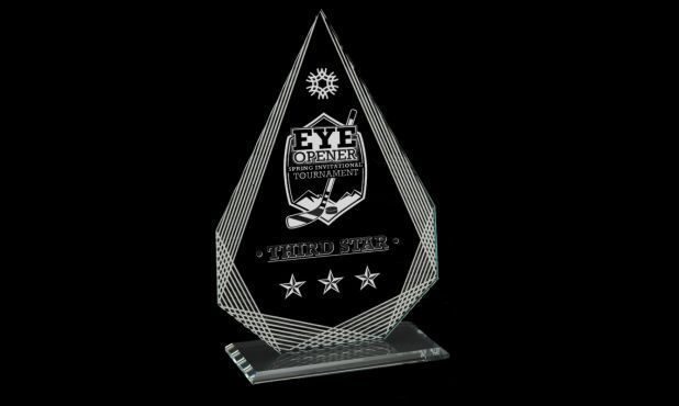 Glitter Clear Glass Award with Mirror Accents: 8-1/4"-108688