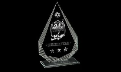 Glitter Clear Glass Award with Mirror Accents: 8-1/4"-108688
