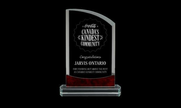 Aspen Series Clear Glass Award with Red Marble Accents: 7-1/2"-108691