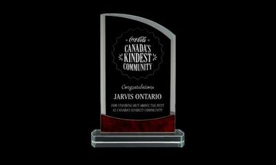 Aspen Series Clear Glass Award with Red Marble Accents: 7-1/2"-108691