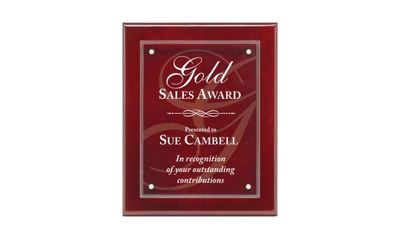 Rosewood Piano Finish Plaque with Acrylic Front: 8 Rosewood Piano Finish Plaque with Acrylic Front: 8" x 10"-108623