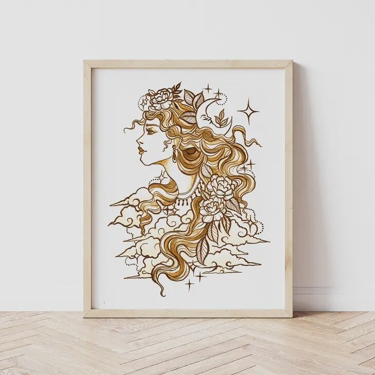 Celestial Goddess Henna Art Print