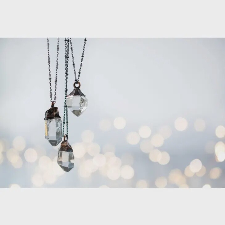 24in Sterling Silver Electroformed Crystal Necklace