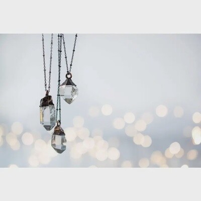 24in Sterling Silver Electroformed Crystal Necklace