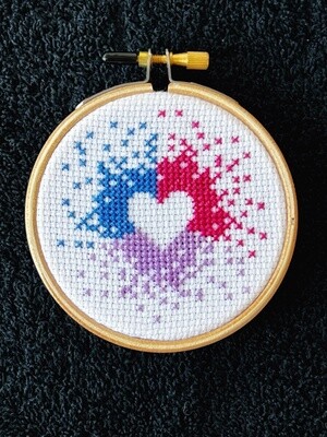 Cross Stitch Kit-Mini Pride Flag Heart, Type: Bisexual