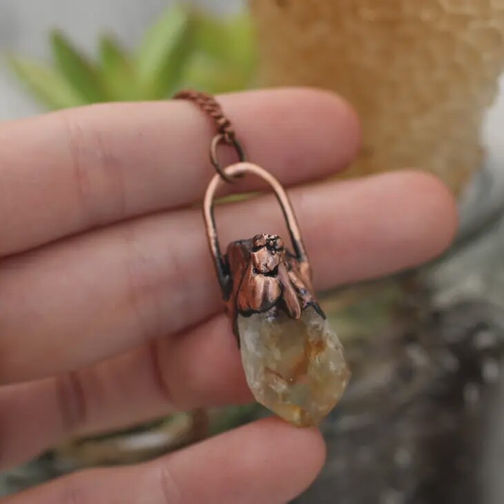 Real Bee Crystal Necklaces | Electroformed copper jewelry