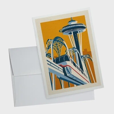 Notecard 78292 Seattle Washington Seattle Center Woodblock