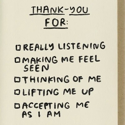 Thank You Checklist Card