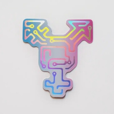 Holographic Trans Cyborg Sticker - Transgender Nerd Vinyl Sticker