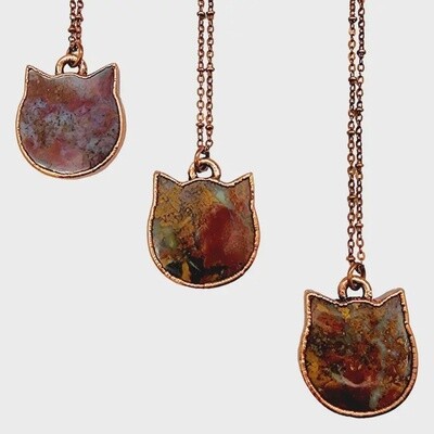 Rose Agate Cat Necklace