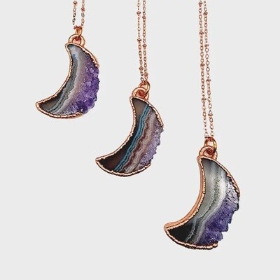Waxing &amp; Waning Amethyst Crescent Moon Necklace