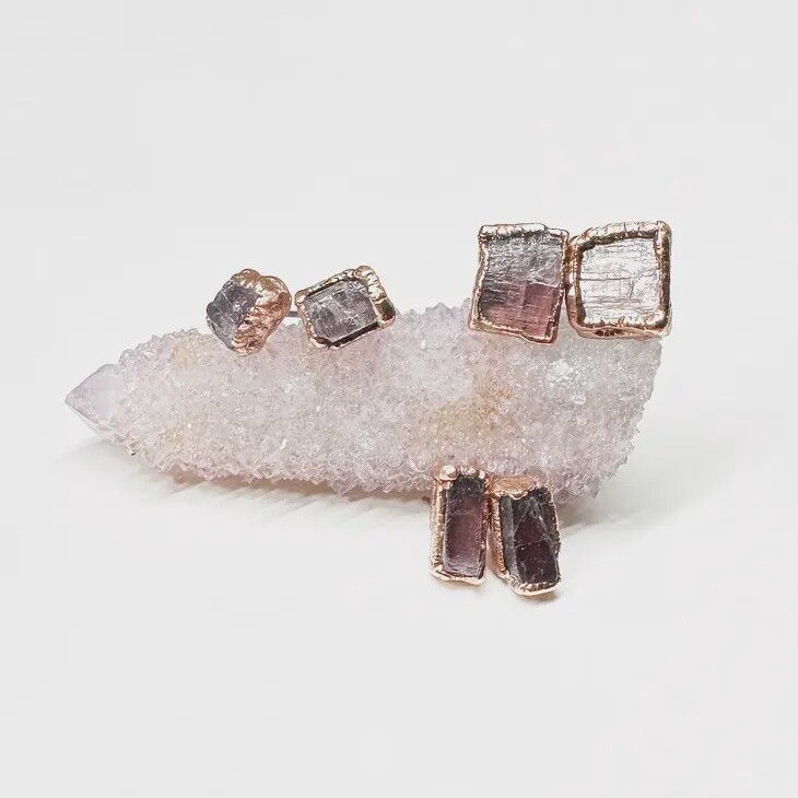Raw Kunzite Post Earrings