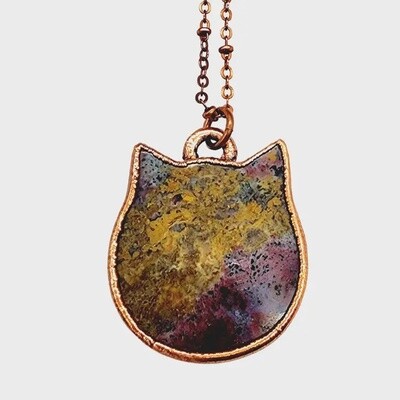 Rose Agate Cat Necklace