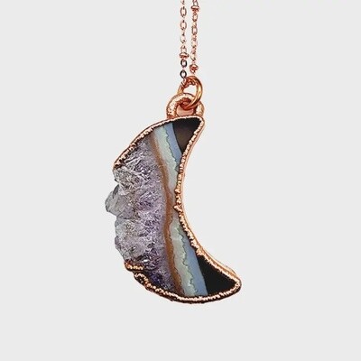 Waxing &amp; Waning Amethyst Crescent Moon Necklace