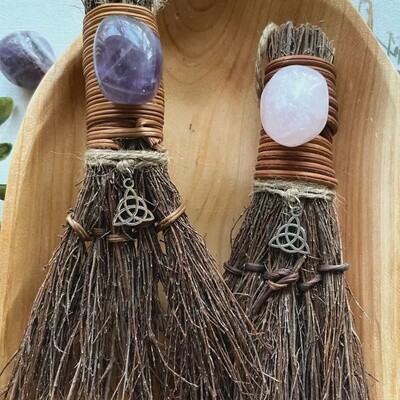 Witch&#39;s Besom, Witch Broom w/ Crystals