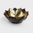 Gold Leafed Metal Lotus Candle Bowl - Small