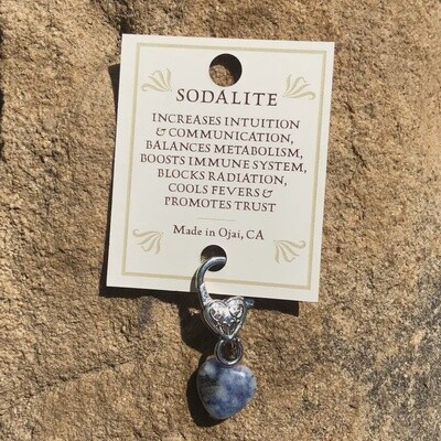 Sodalite heart immune support pet pendant
