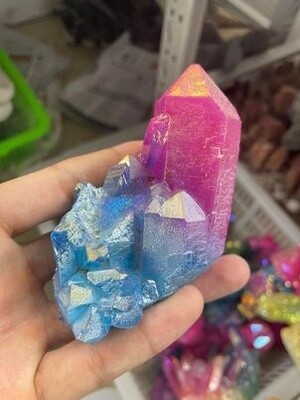 Rainbow Aura Quartz Cluster