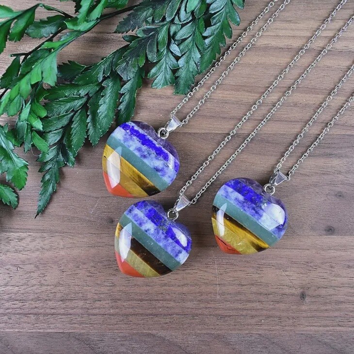 Silver Chakra Heart Necklace