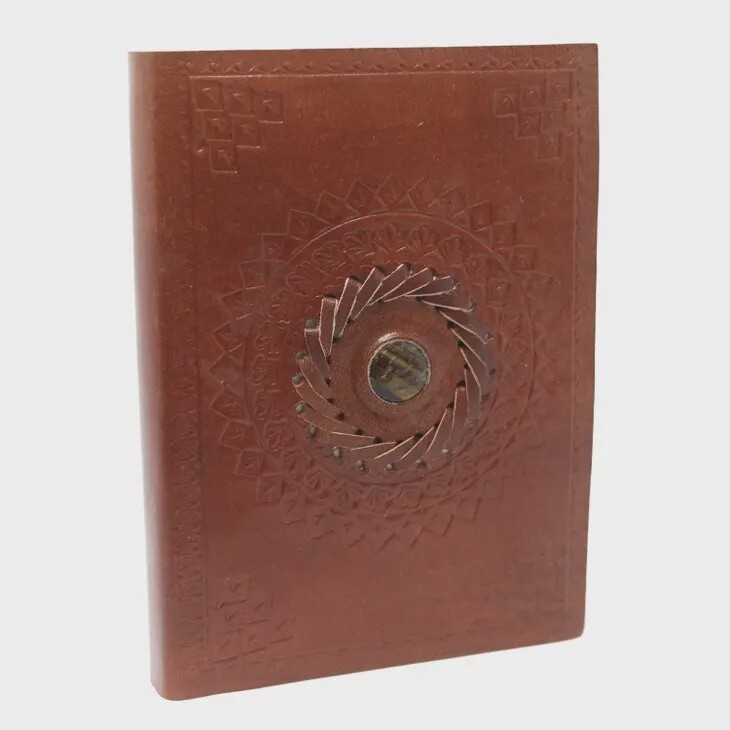 Leather Tiger&#39;s Eye Notebook (7x5in) | Vintage Style, Eco-Friendly Paper