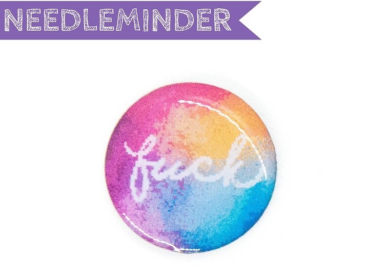 Rainbow Watercolour Fuck Magnetic Needleminder for Cross Stitch Projects
