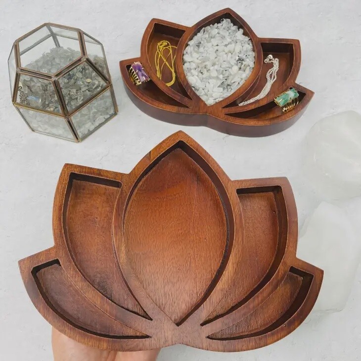 Lotus Flower Wooden Tray