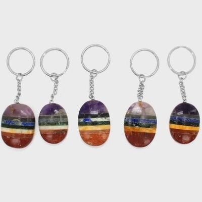 Seven Stone Chakra Worry stone Keychain