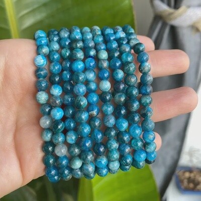 6mm Blue Apatite Bead Stretch Bracelet