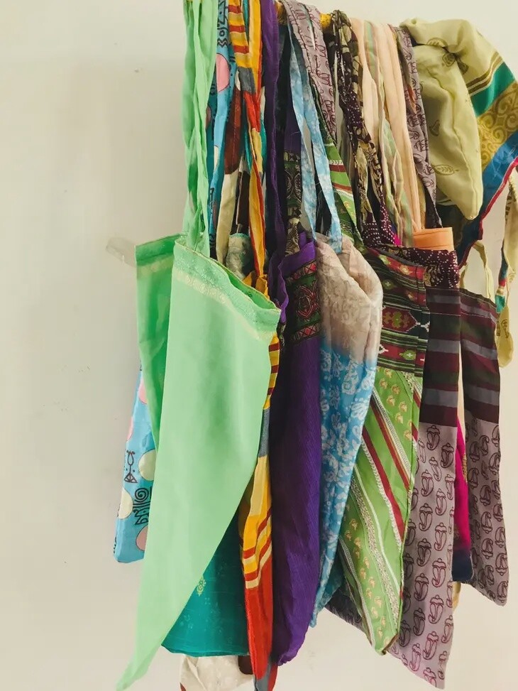 Upcycle Silk Sari Bag-Large, Style: Shopper