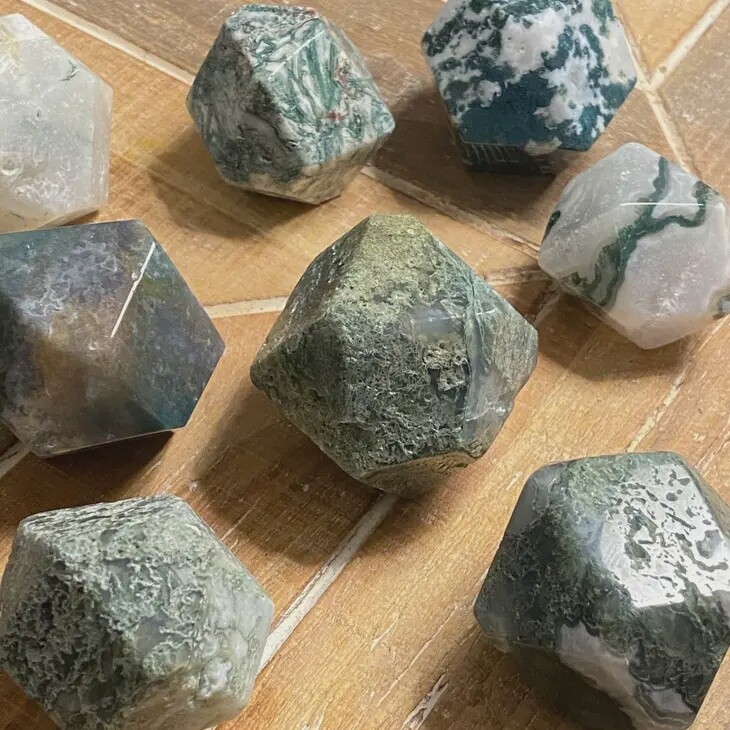 Moss Agate Geometric Carving