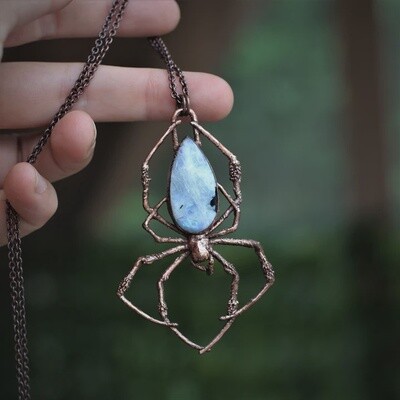 Electroformed Copper Orb Weaver Spider Necklace