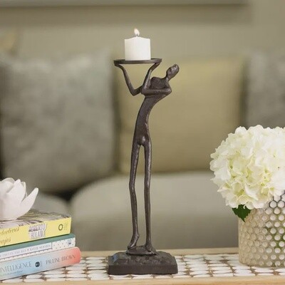 Weight of the World Cast Iron Masculine Figure Candle Holder