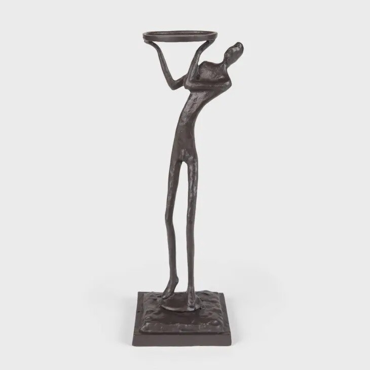 Weight of the World Cast Iron Masculine Figure Candle Holder