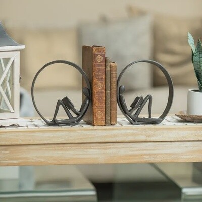 Contemporary Encircled Reader Cast Iron Sculpture
