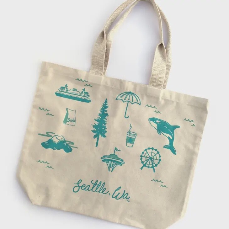 Seattle Icons Large Canvas Tote Bag