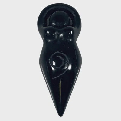 Crystal Spiral Goddess Statue Point, Material: Black Obsidian