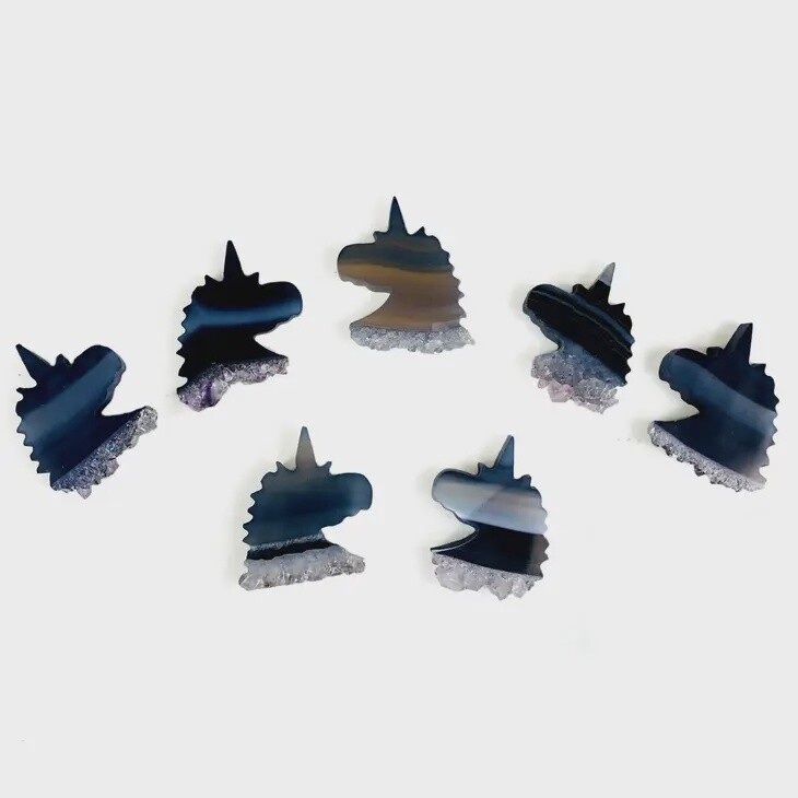 Amethyst Unicorn Head Cabochons, Colour: Dark Dyed